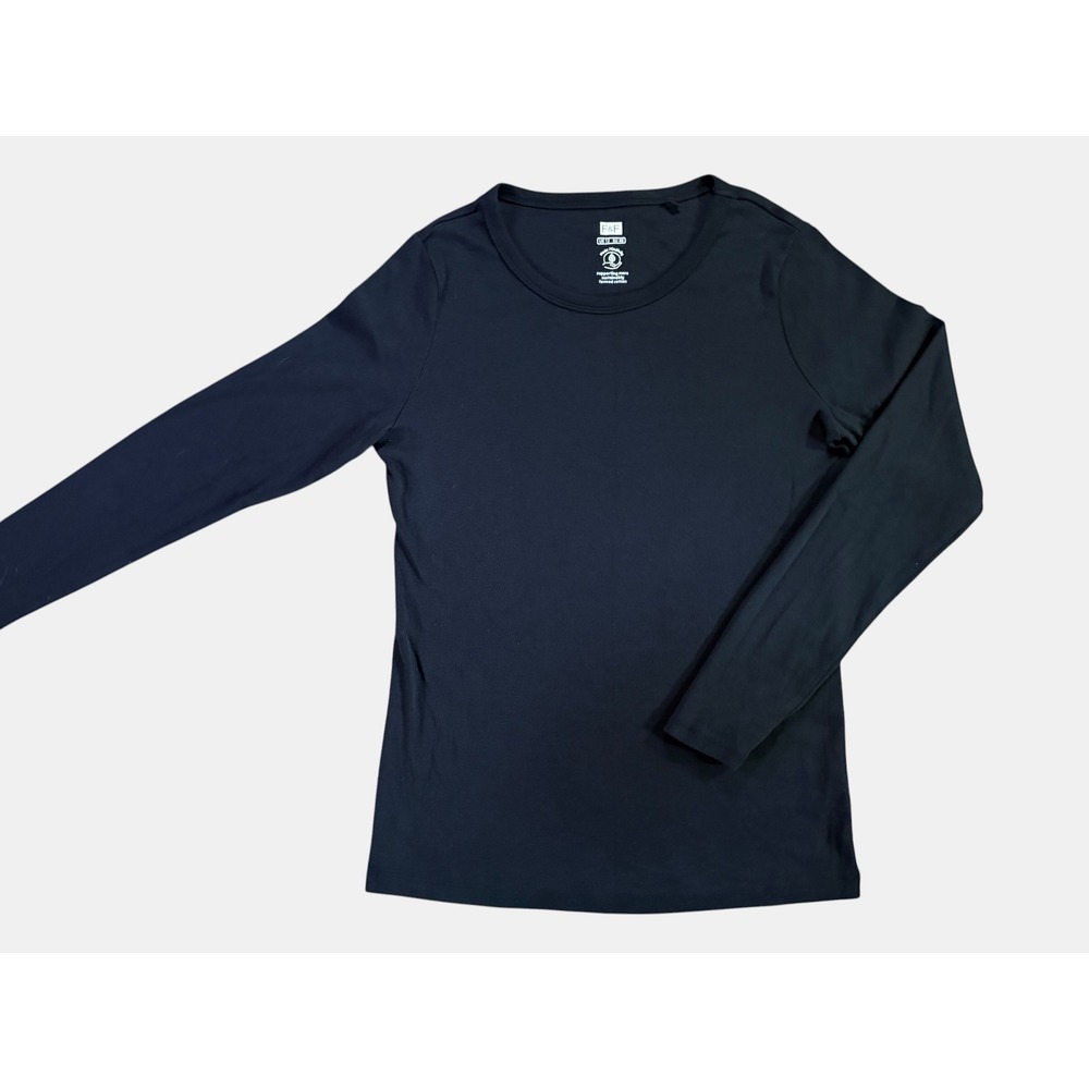 F&F Tesco Women's Black Long Sleeve Cotton Crew Neck Top UK 12 US 8